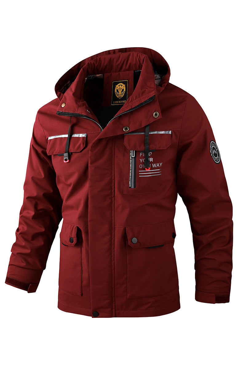 Mens Casual Windbreaker Jacket Hooded Waterproof Winter Soft Shell Coat