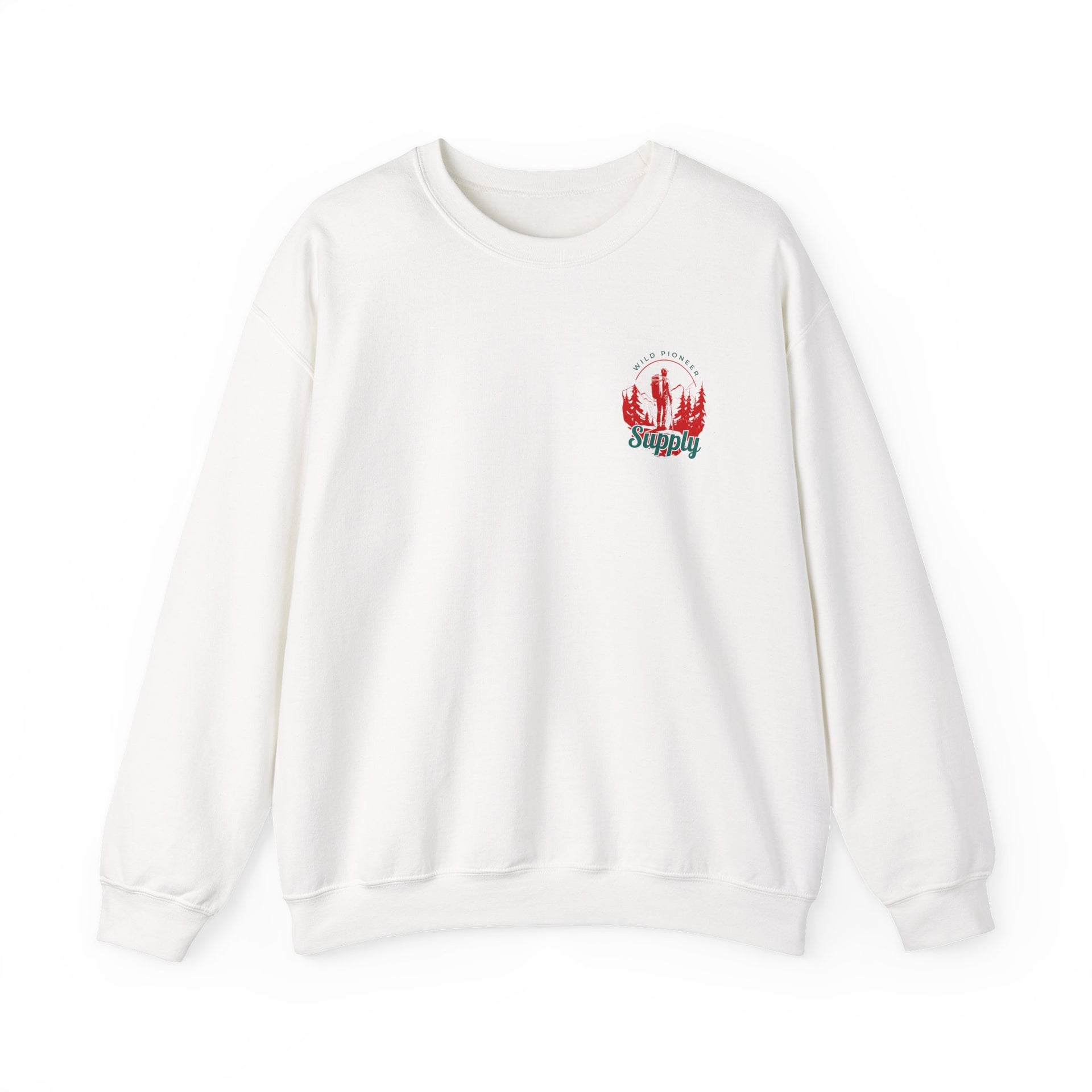 Crewneck Sweatshirt with Red Coral 'Snugly' Chest Embroidery