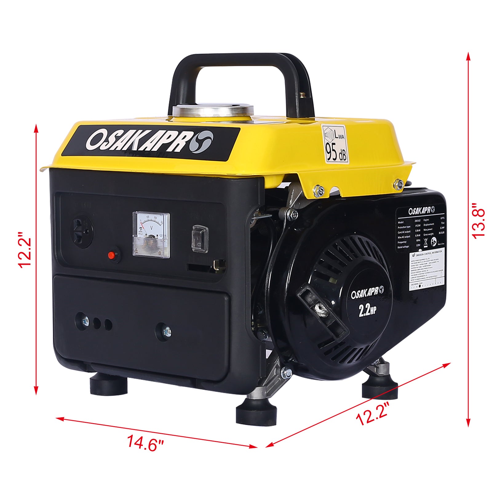 Portable Gas Generator Low Noise Steel Outdoor Home Backup Power