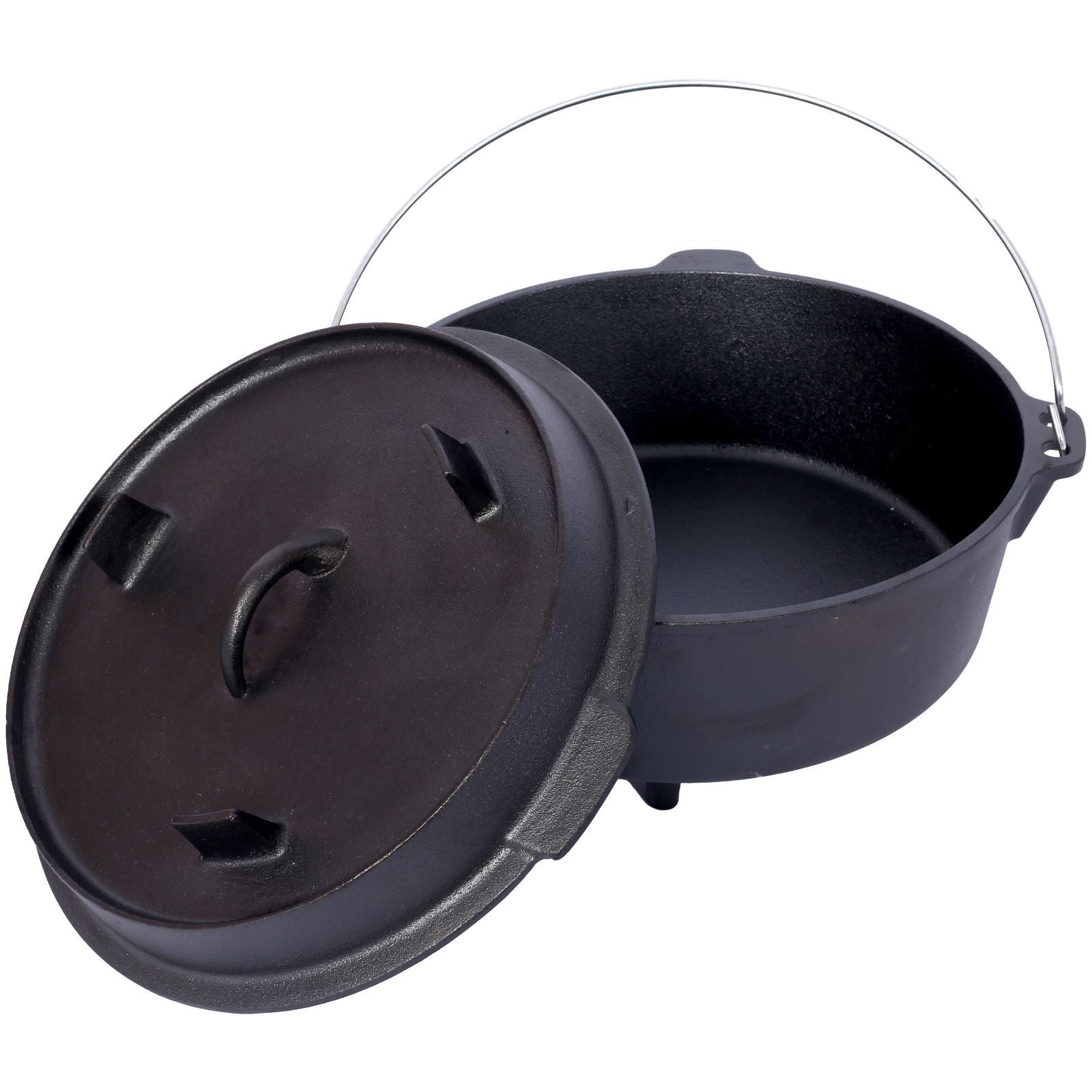 Outdoor Camping Deep Pot for Cooking, Barbecue, and Baking Over Campfire with Leg Base