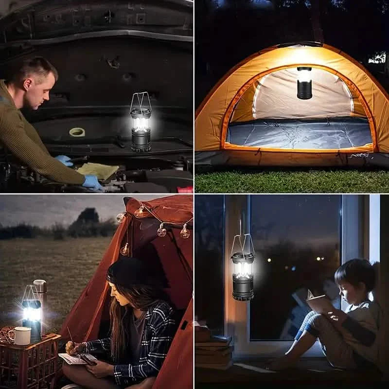2PCS LED Camping Lantern Portable Collapsible Emergency Battery Powered Light