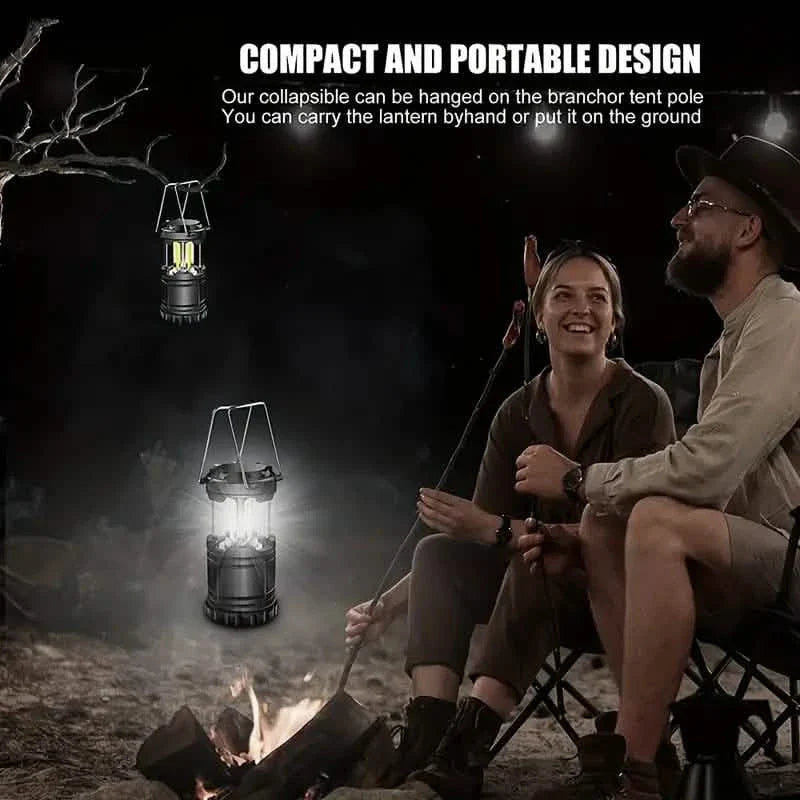 2PCS LED Camping Lantern Portable Collapsible Emergency Battery Powered Light