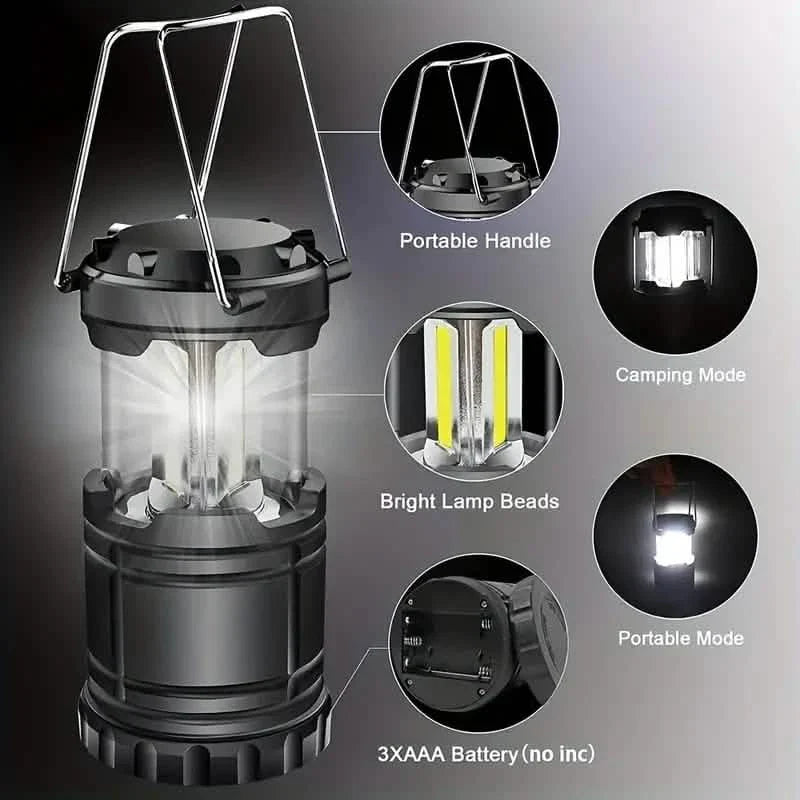 2PCS LED Camping Lantern Portable Collapsible Emergency Battery Powered Light