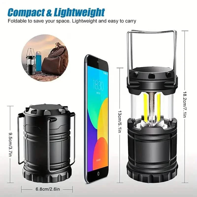 2PCS LED Camping Lantern Portable Collapsible Emergency Battery Powered Light
