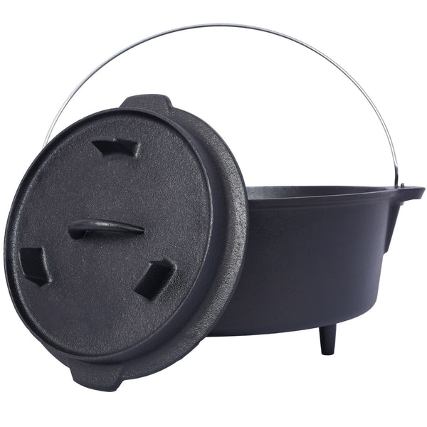 Outdoor Camping Deep Pot for Cooking, Barbecue, and Baking Over Campfire with Leg Base