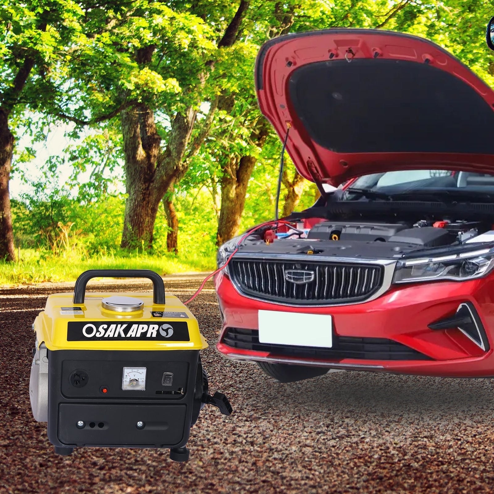 Portable Gas Generator Low Noise Steel Outdoor Home Backup Power