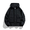 Outdoor Windproof Waterproof Hooded Jacket Loose Fit Workwear Style