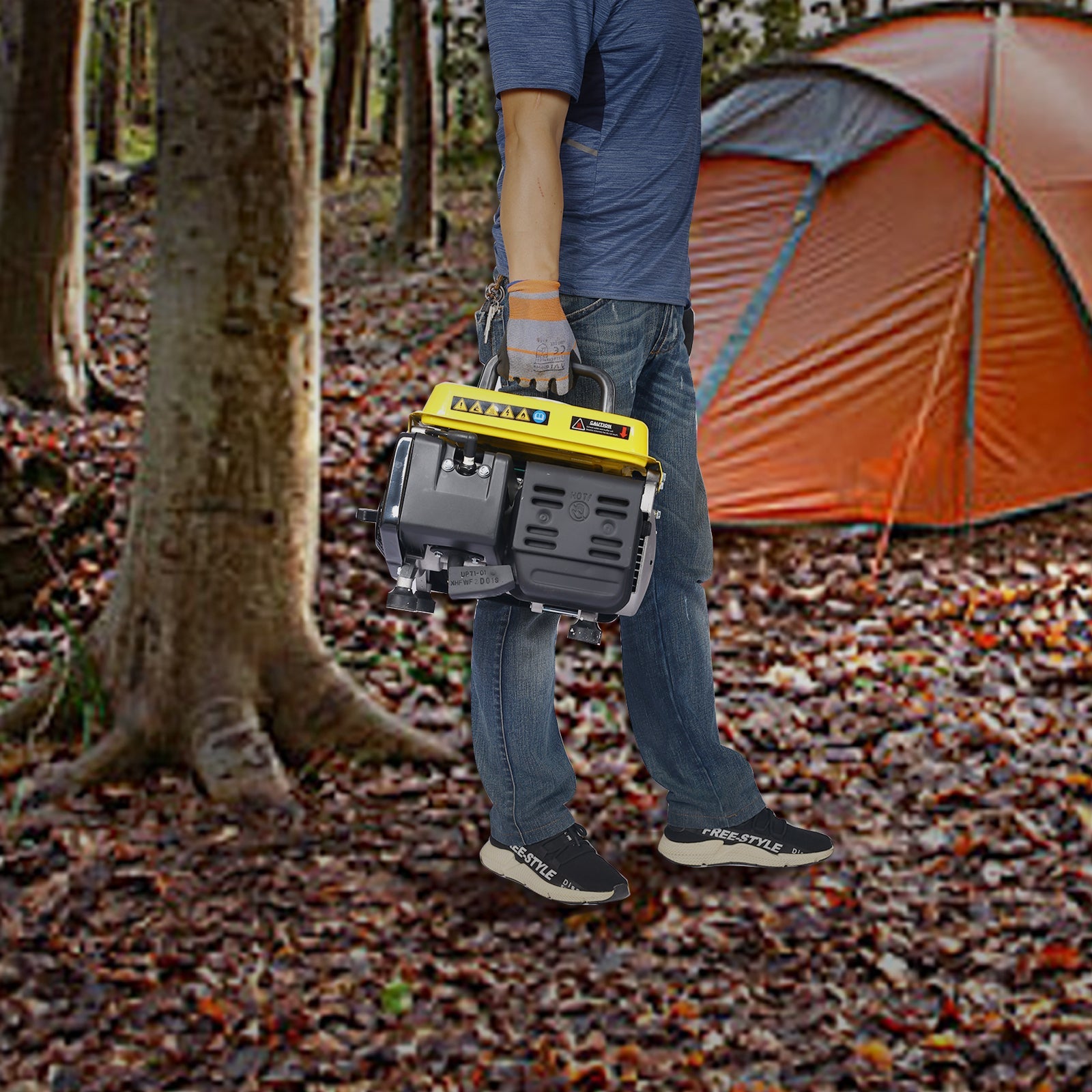 Portable Gas Generator Low Noise Steel Outdoor Home Backup Power