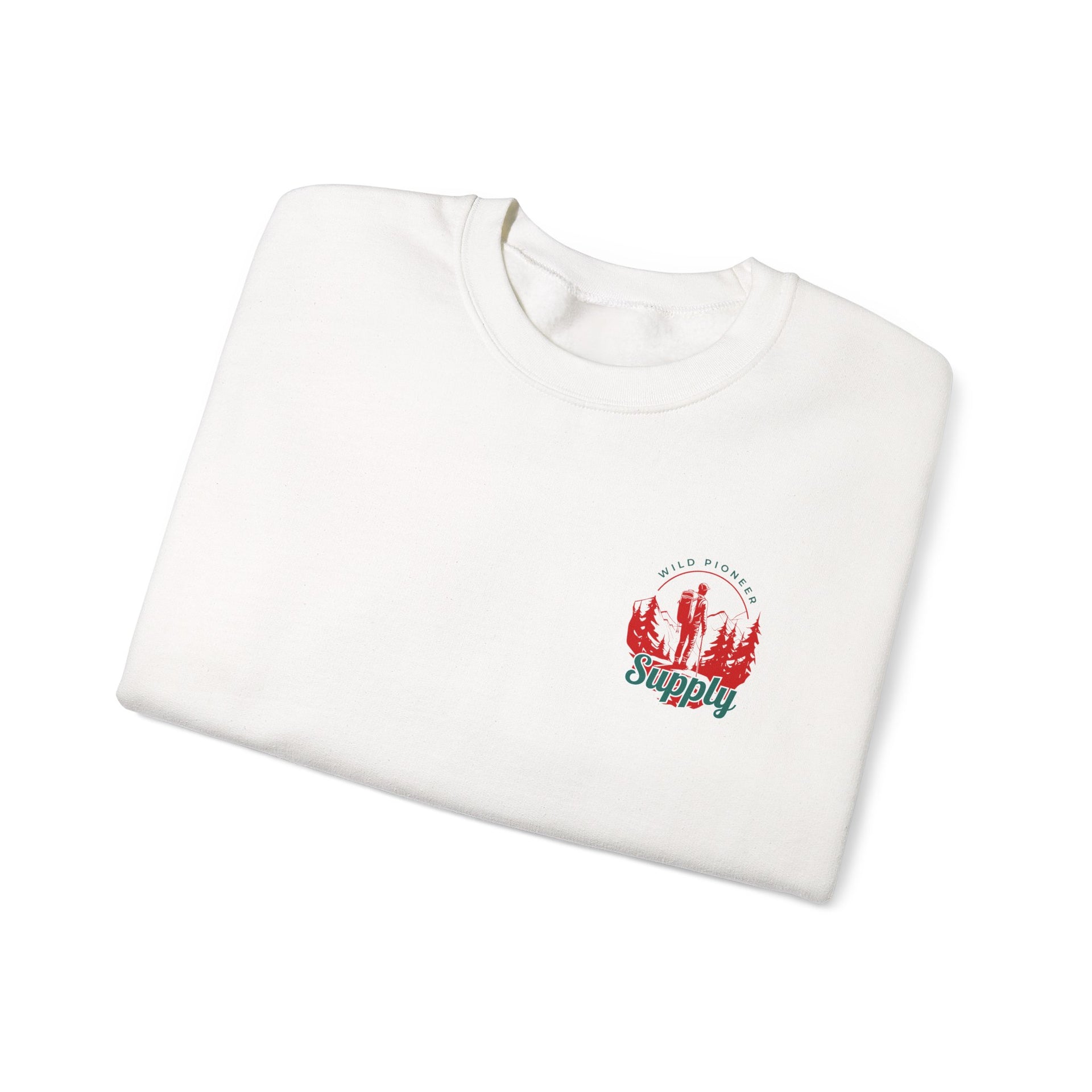 Crewneck Sweatshirt with Red Coral 'Snugly' Chest Embroidery