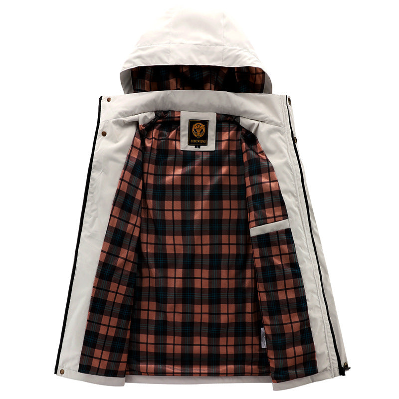 Mens Casual Windbreaker Jacket Hooded Waterproof Winter Soft Shell Coat