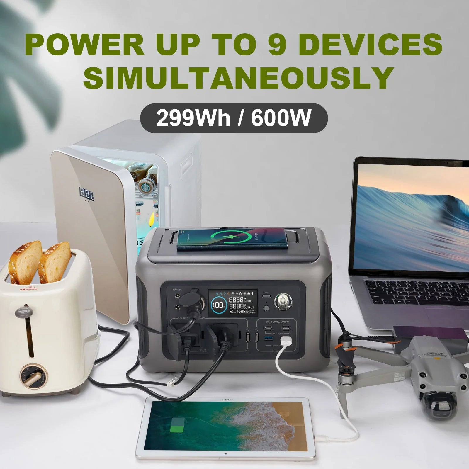 Portable Power Station R600 299Wh LiFePO4 Battery 600W Output