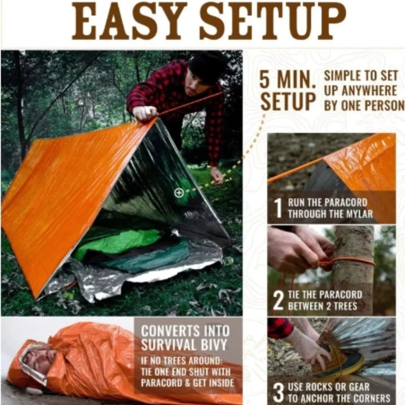 2 Person Emergency Tent Waterproof Camping Travel Shelter Outdoor Gear