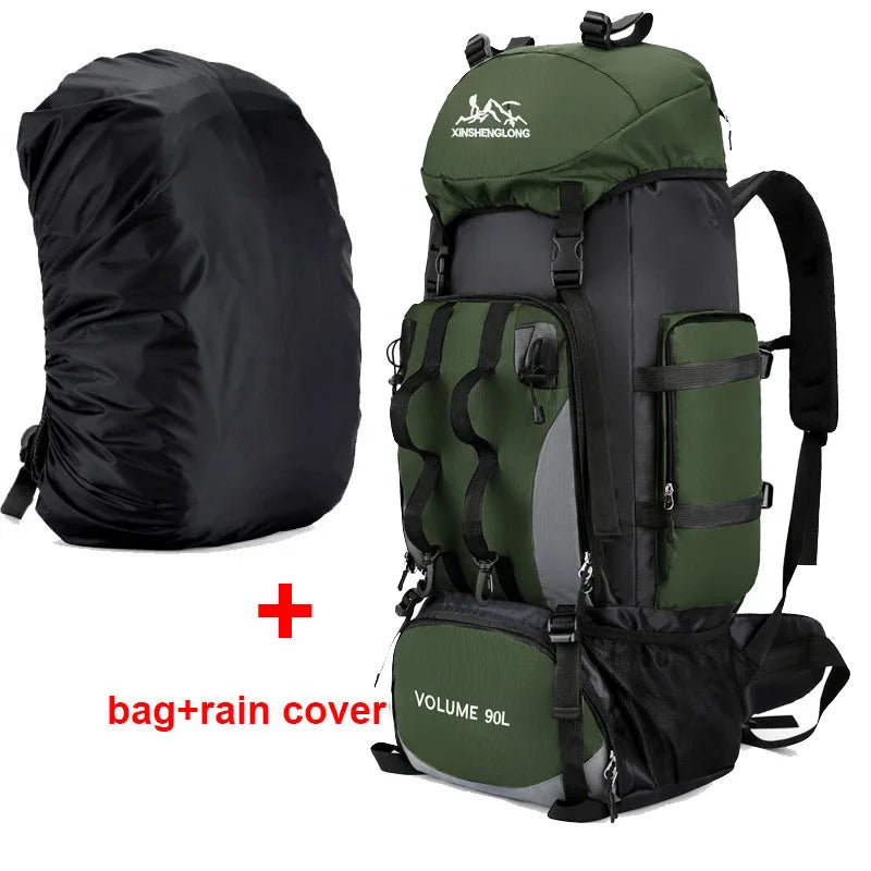 90L Waterproof Hiking Backpack Large Capacity Camping Trekking Travel Bag