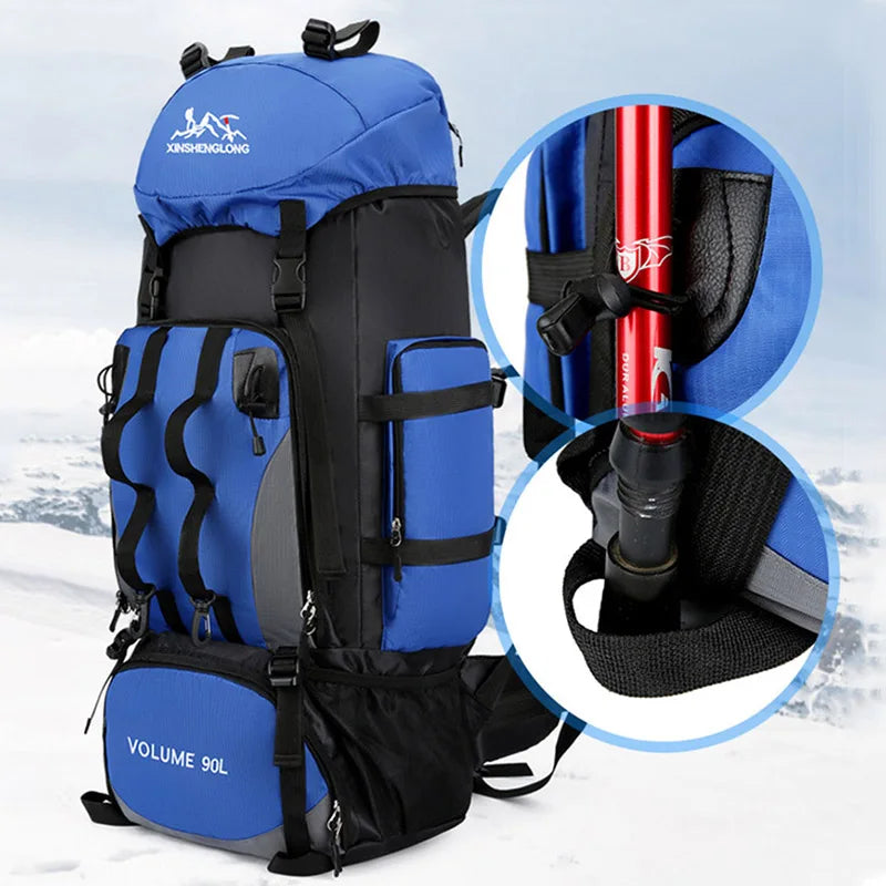 Men's 90L Camping Backpack Large Capacity for Travel & Hiking Gear