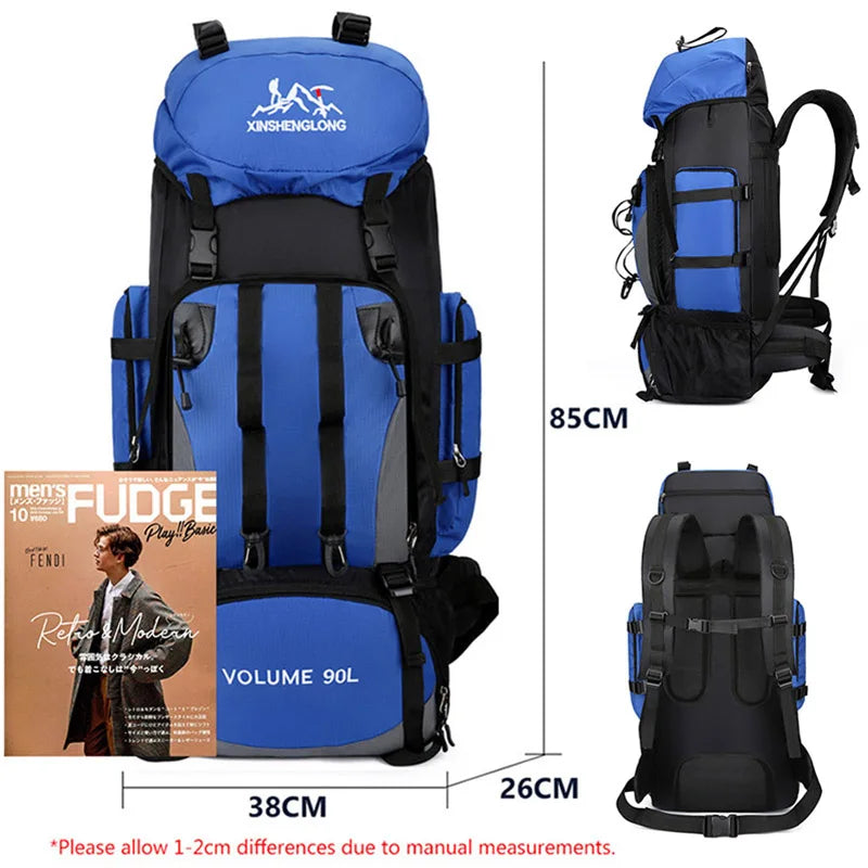 90L Waterproof Hiking Backpack Large Capacity Camping Trekking Travel Bag