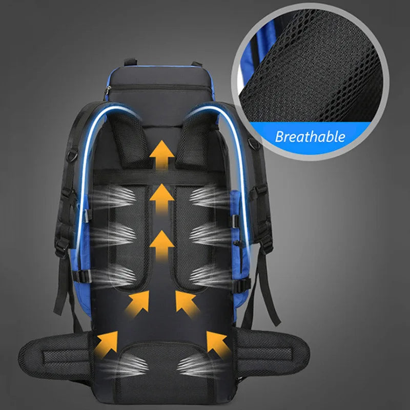 90L Waterproof Hiking Backpack Large Capacity Camping Trekking Travel Bag