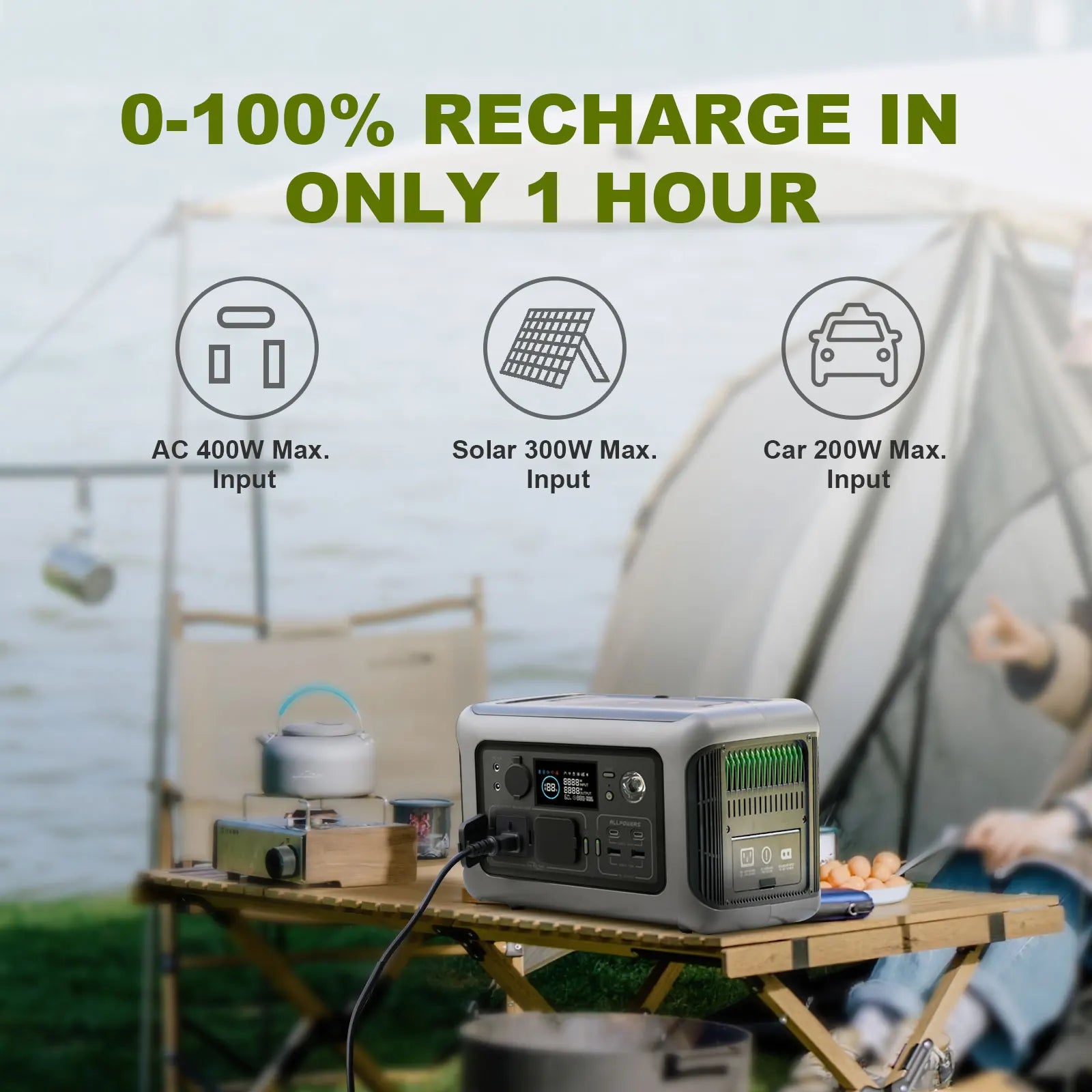 Portable Power Station R600 299Wh LiFePO4 Battery 600W Output
