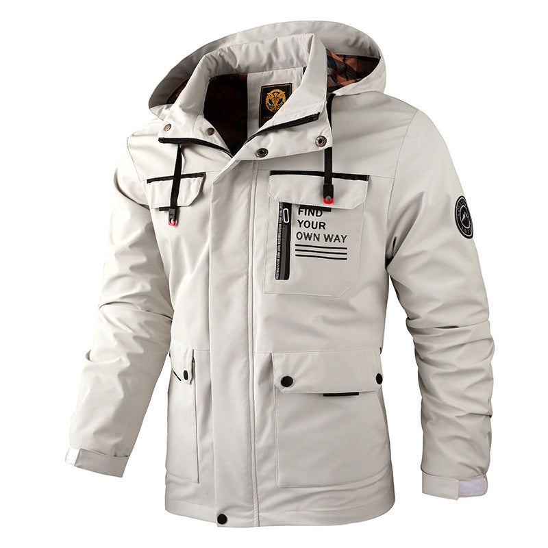 Mens Casual Windbreaker Jacket Hooded Waterproof Winter Soft Shell Coat
