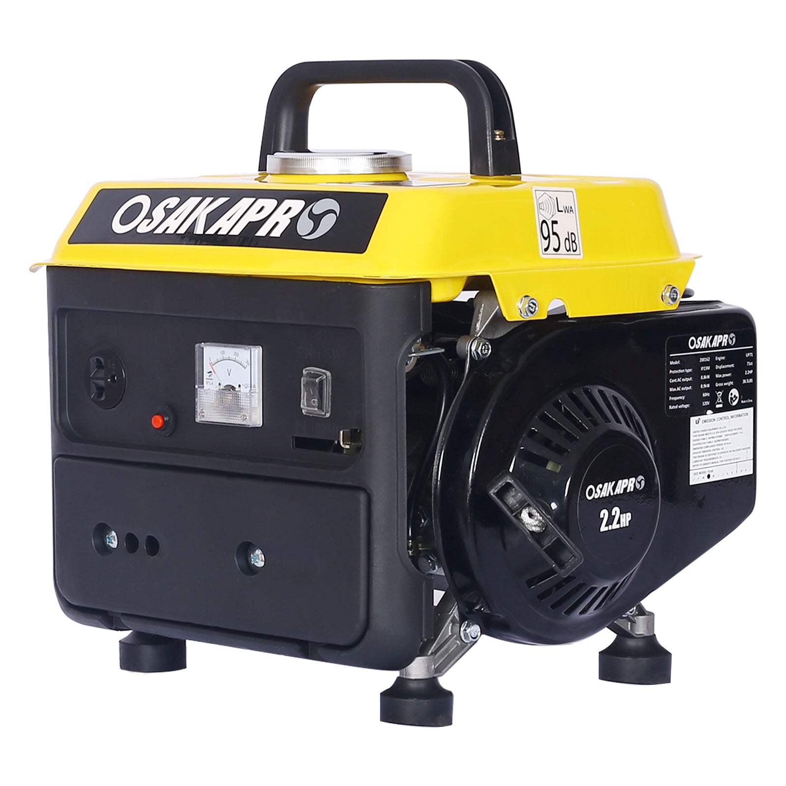 Portable Gas Generator Low Noise Steel Outdoor Home Backup Power