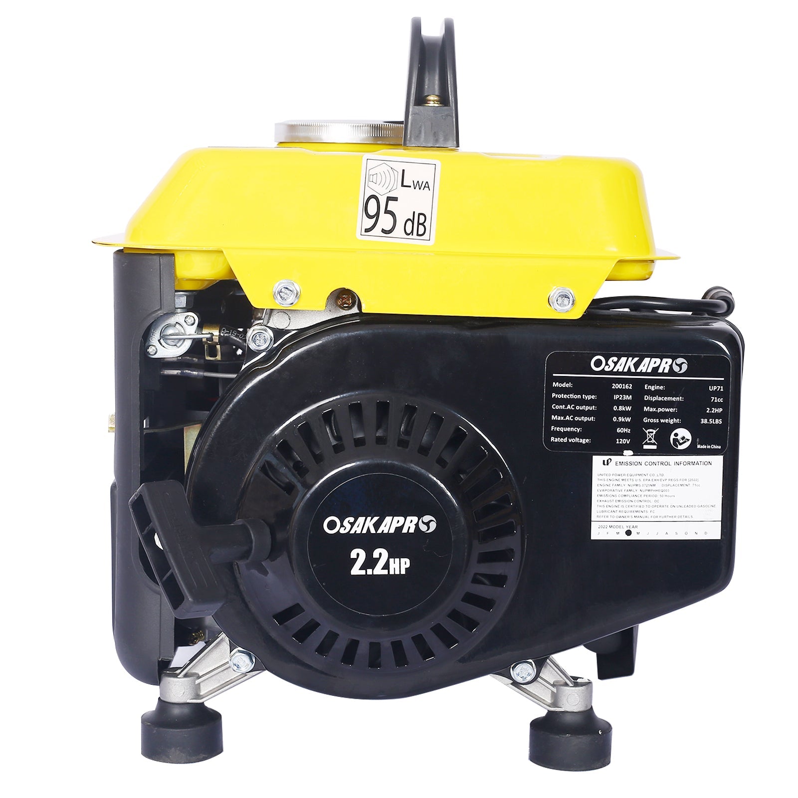 Portable Gas Generator Low Noise Steel Outdoor Home Backup Power