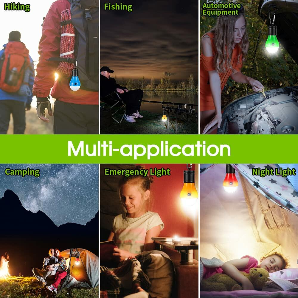 Portable LED Camping Lantern 4 Pack Emergency Light for Hiking