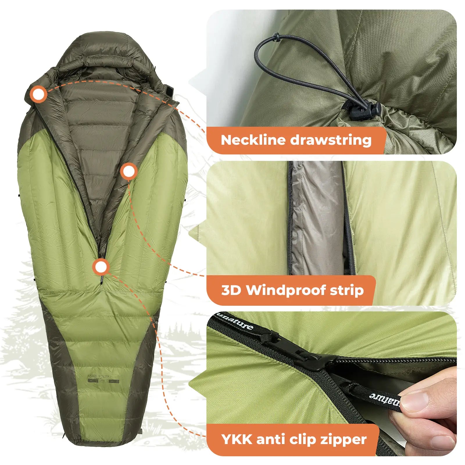 650 Fill Down Mummy Sleeping Bag Waterproof Backpacking Camping 23F