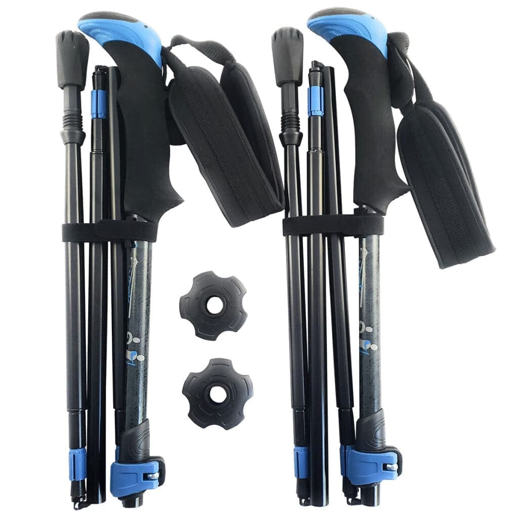 Folding Hiking Poles Travel Walking Sticks Adjustable With Bag Accessories