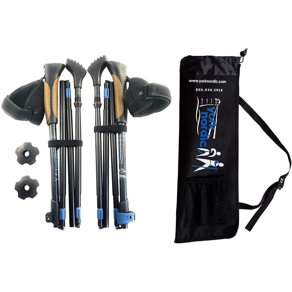 Folding Hiking Poles Travel Walking Sticks Adjustable With Bag Accessories