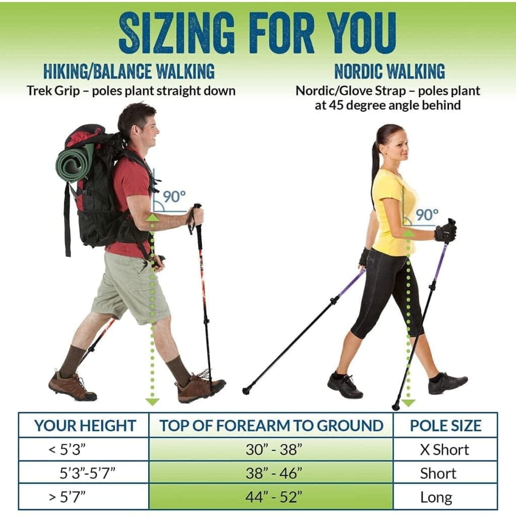 Folding Hiking Poles Travel Walking Sticks Adjustable With Bag Accessories
