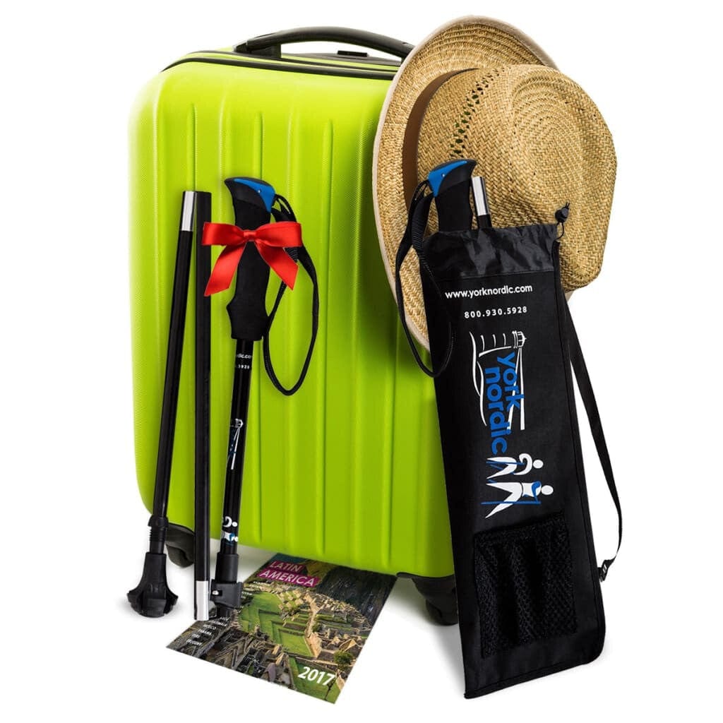 Folding Hiking Poles Travel Walking Sticks Adjustable With Bag Accessories